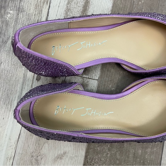 Betsey Johnson Remy Flat Pointed Toe Embellished Size 6 1/2 M Purple - Picture 12 of 12